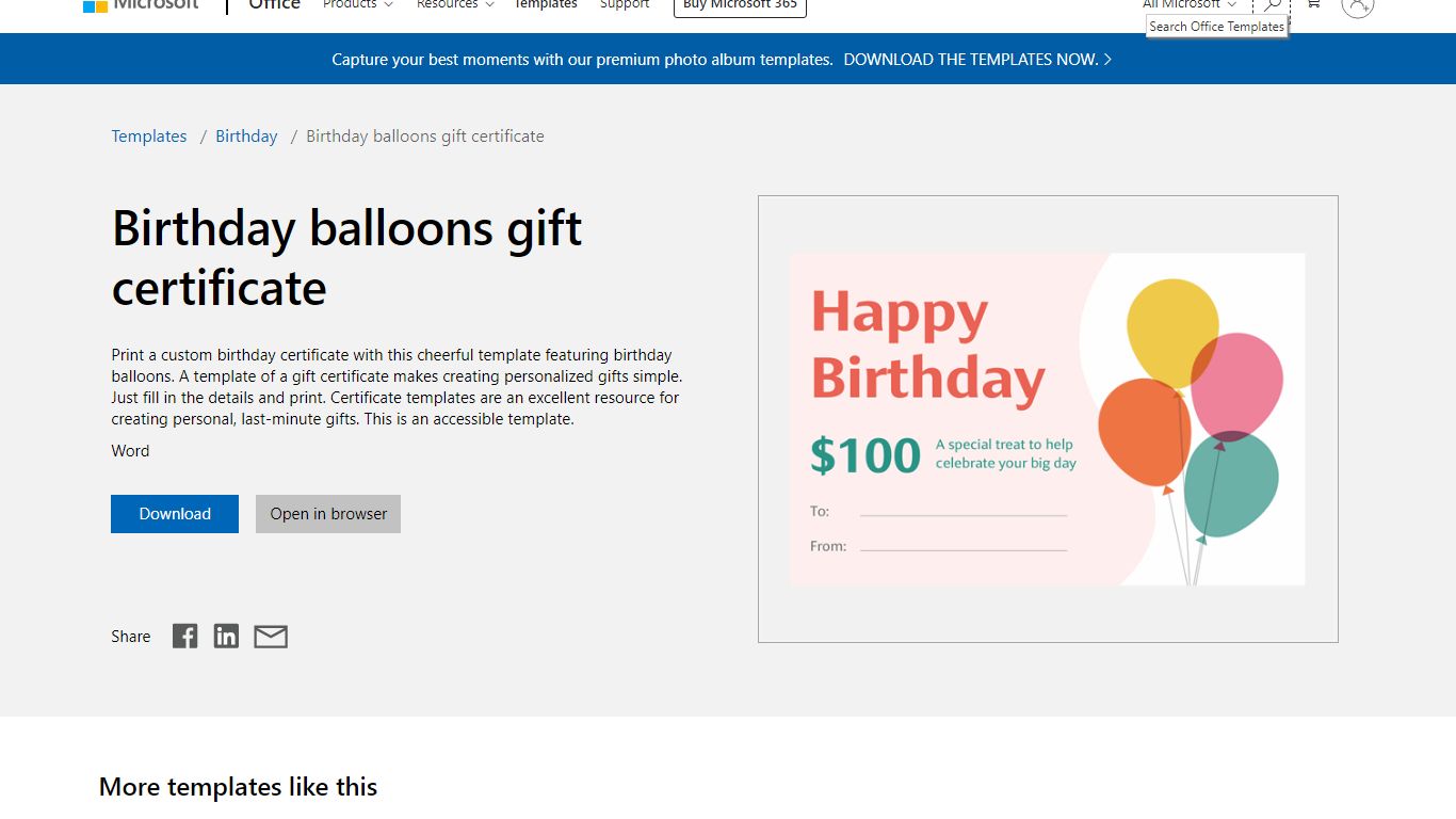 Birthday balloons gift certificate - templates.office.com